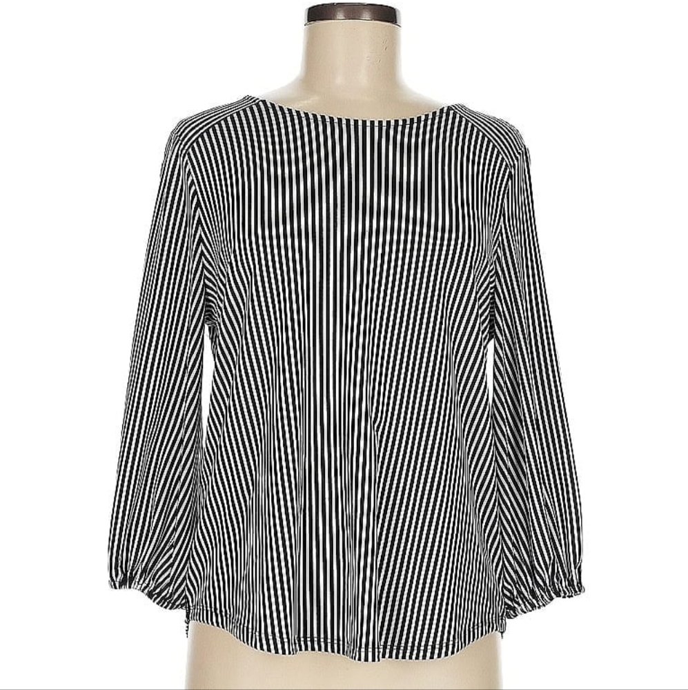 ☀️5/$25☀️ Adrianna Papell Women's Small Black & White Striped Blouse